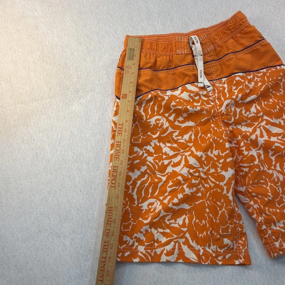 Nautica Youth Teen Boys Kids Lined Swim Trunks Shorts XL 18 20 Orange White EUC